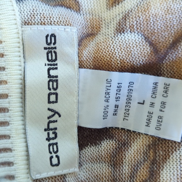 Fall Sweater in brown fall flowers Sz‎ Large - Picture 11 of 12